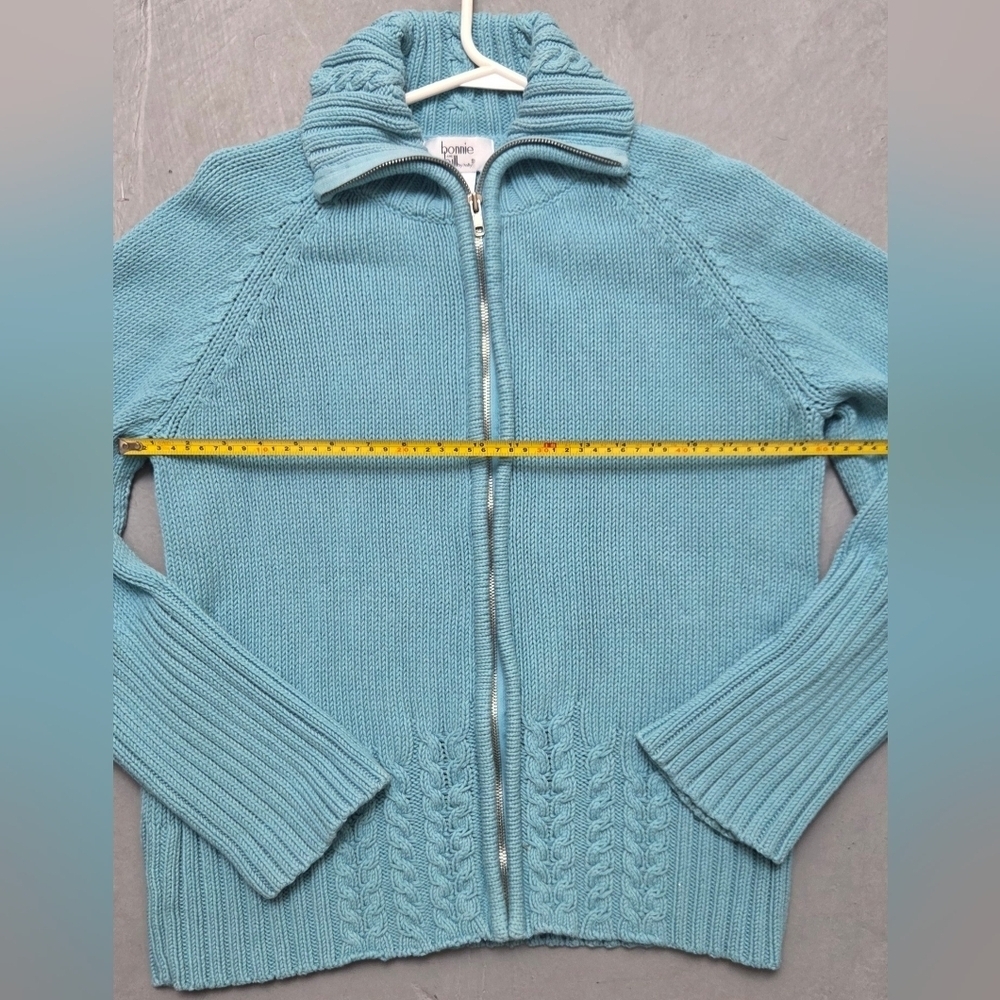 Vintage Bonnie & Bill XL Cottonblend Candy Blue Women's Zipper Cardigan Sweater - Picture 11 of 12